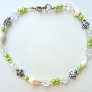 Real Seashells and Silver Turtle Anklet